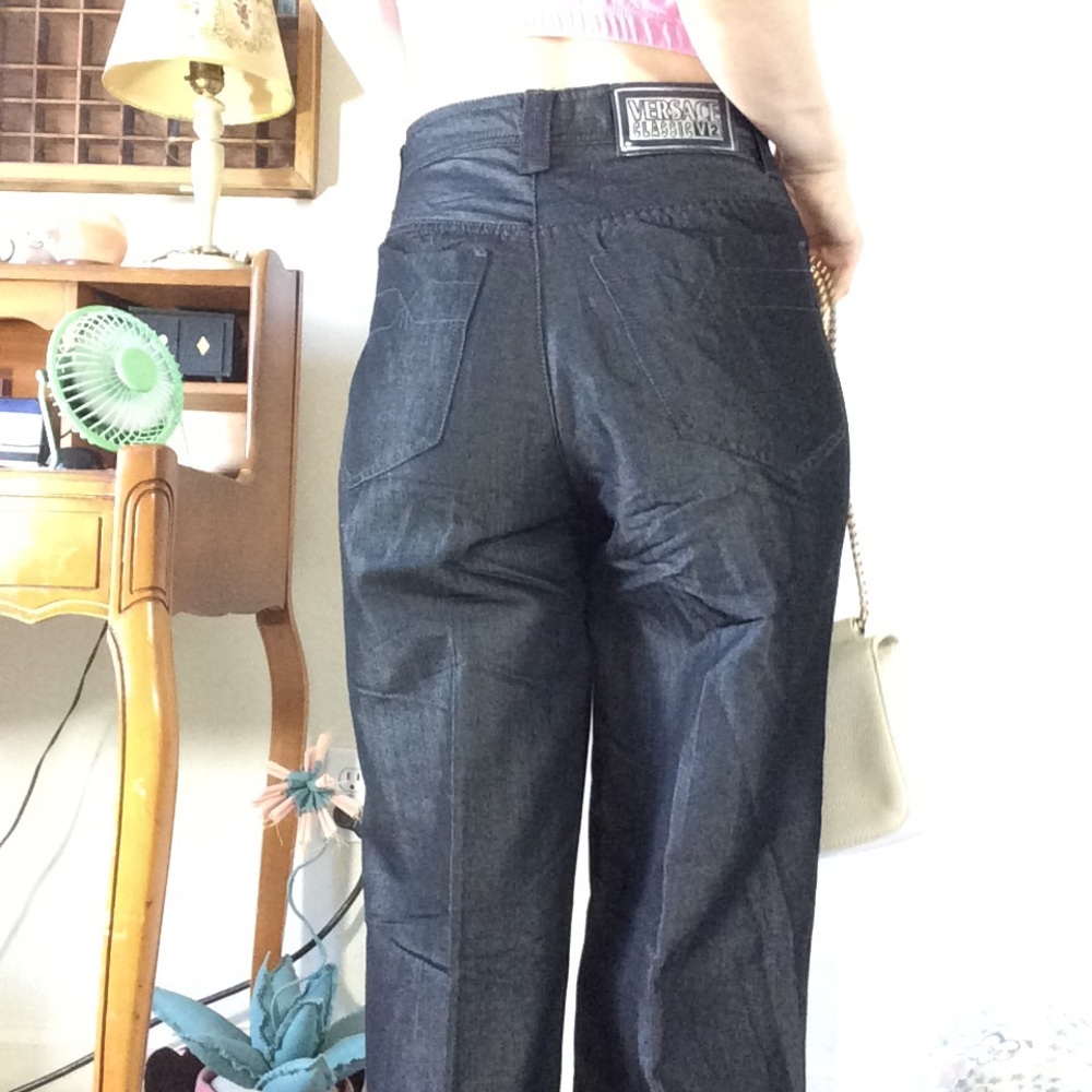 VERSACE JEANS COUTURE Sleek Sheen High Waist Pants - Picture 9 of 13